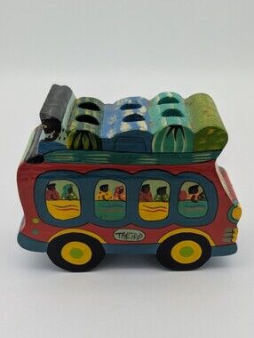 Vintage (2003) Haitian Hand-Painted Tap-Tap Wooden Bus Pen/Pencil Holder